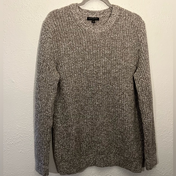 Banana Republic Other - Banana Republic Men’s M Fisherman Sweater Cotton Wool Blend Marled Brown Heavy